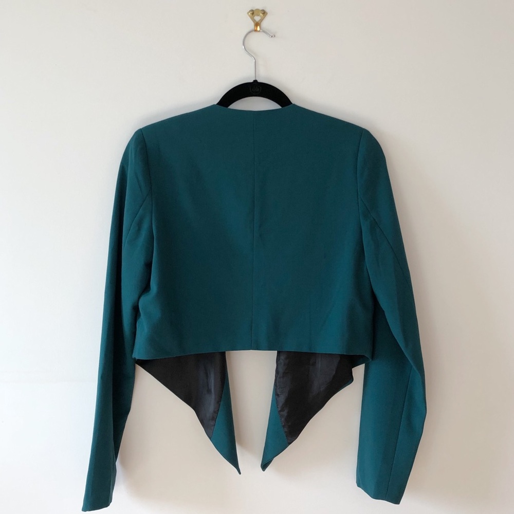 Teal Relaxed Drape Front Blazer - Picture 2 of 3